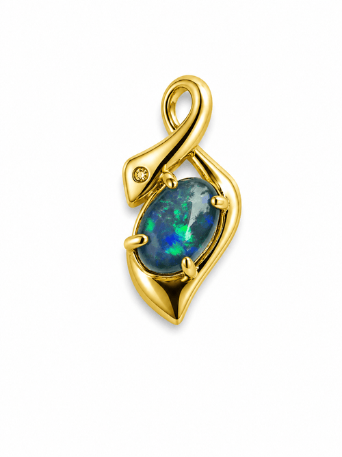 Oval Australian Opal Ribbon Pendant — Gold-Plated Sterling Silver - Ministry of Gems®PendantMinistry of Gems®