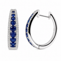 Blue Sapphire Pavé Oval Hoops — Ministry of Gems
