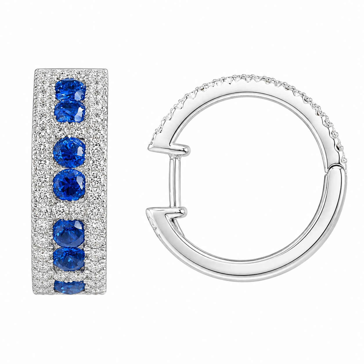 Sapphire Arc — Sapphire & Diamond Hoop Earrings — Ministry of Gems