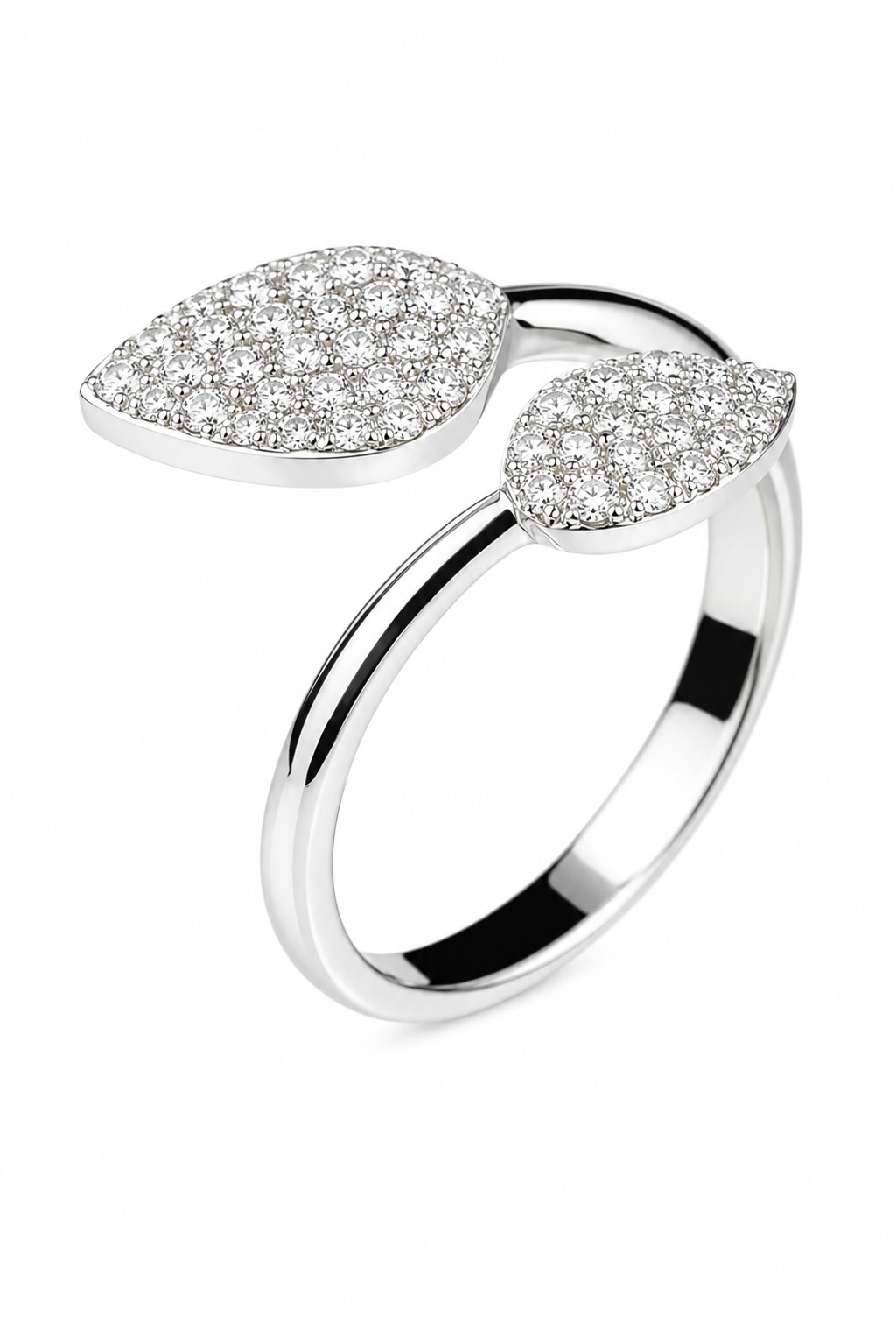Leaf — Pavé Leaves Open Ring — Ministry of Gems