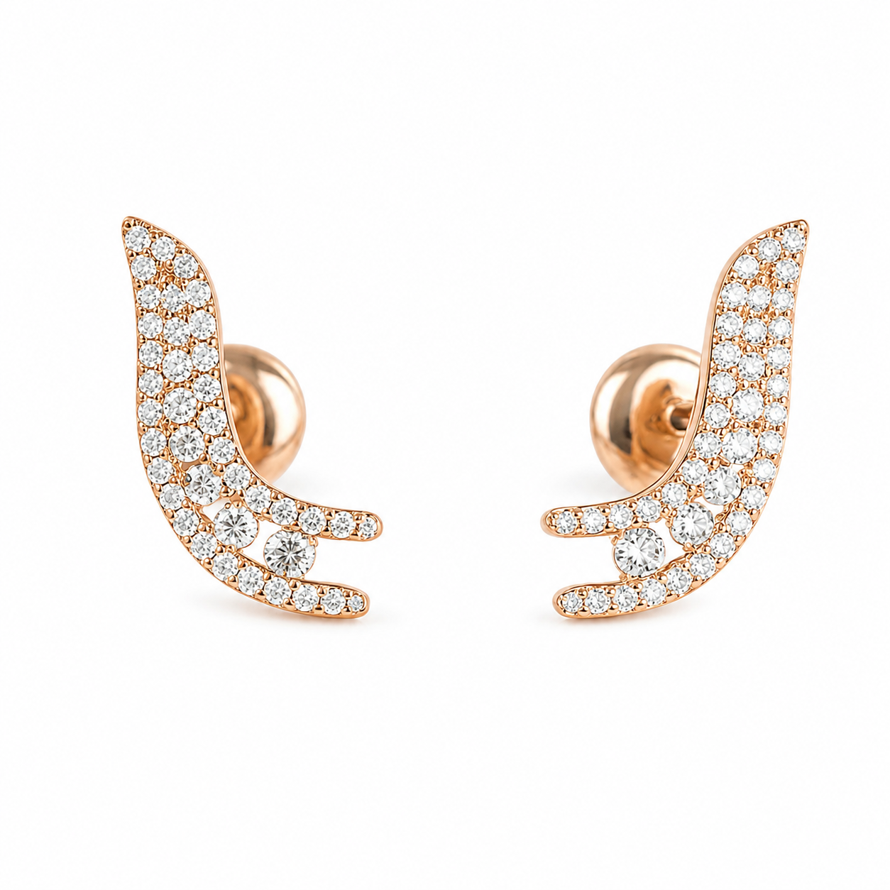 Cascade — Pavé Diamond Climber Earrings — Ministry of Gems