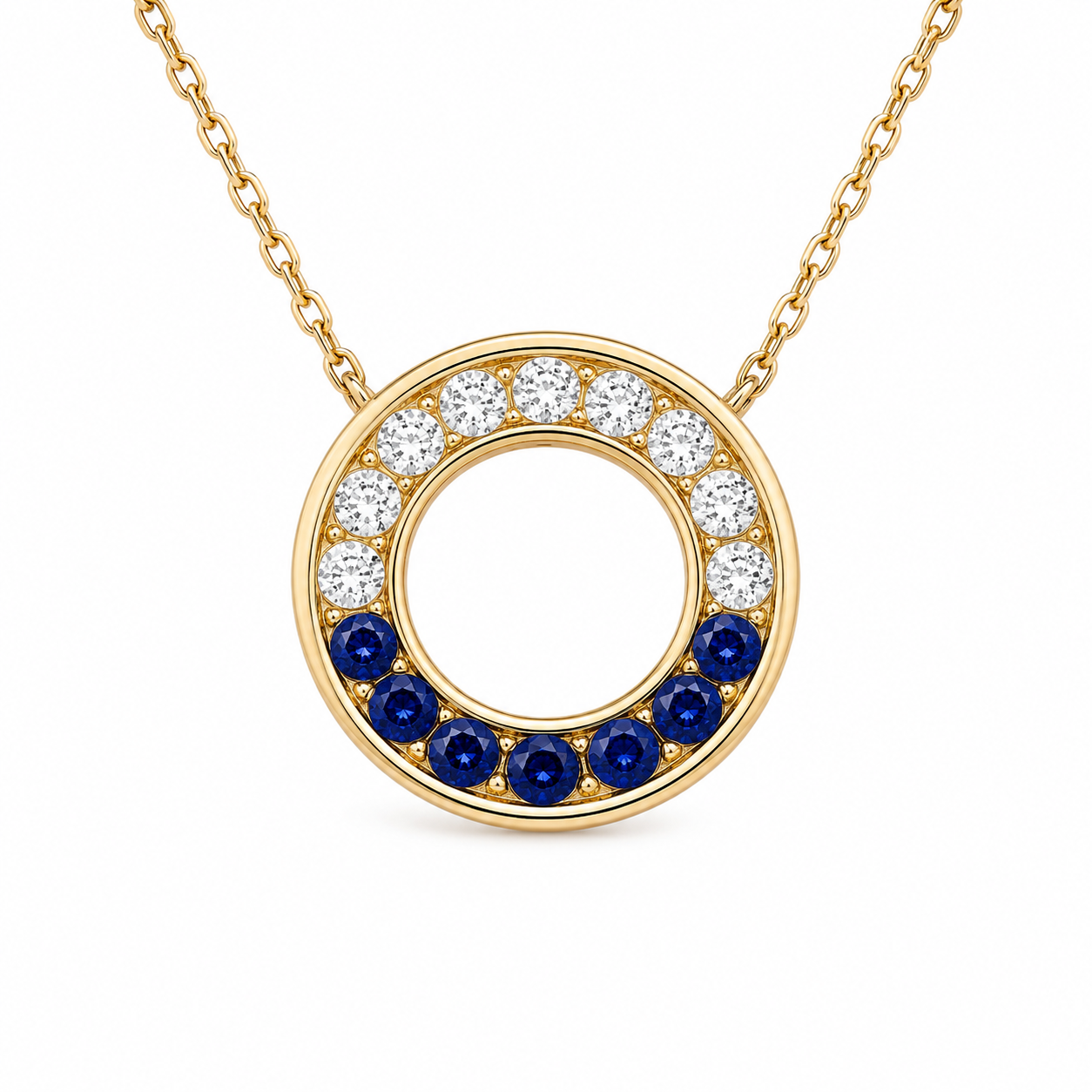 Sapphire & Diamond Circle Pendant — Ministry of Gems
