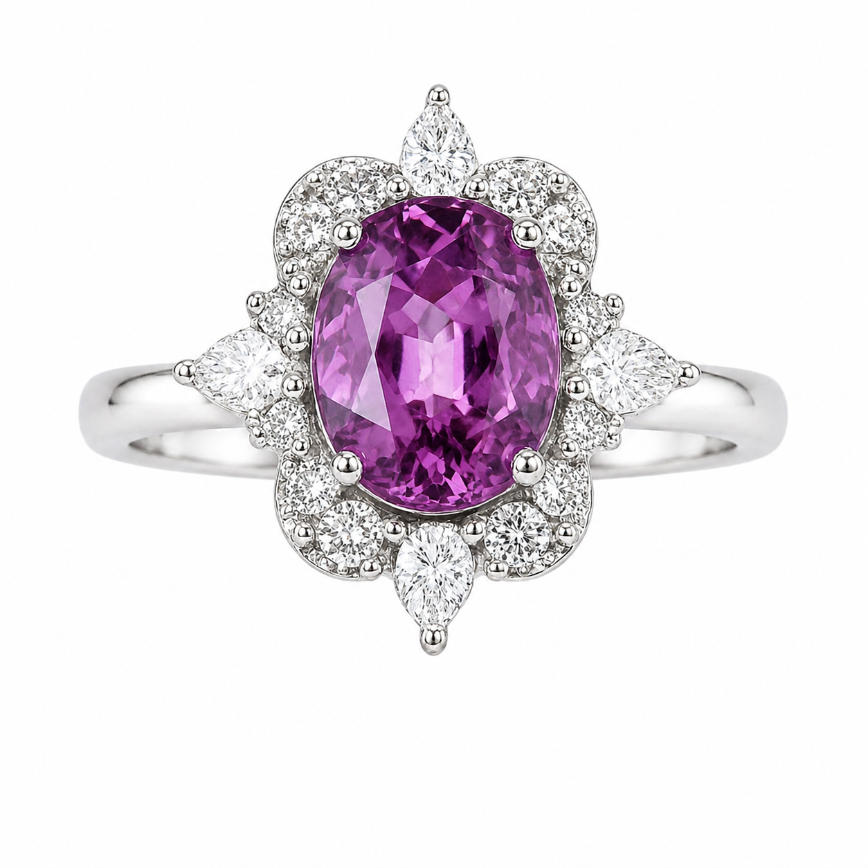 Princess Pink Sapphire Diamond Gold Ring — Ministry of Gems