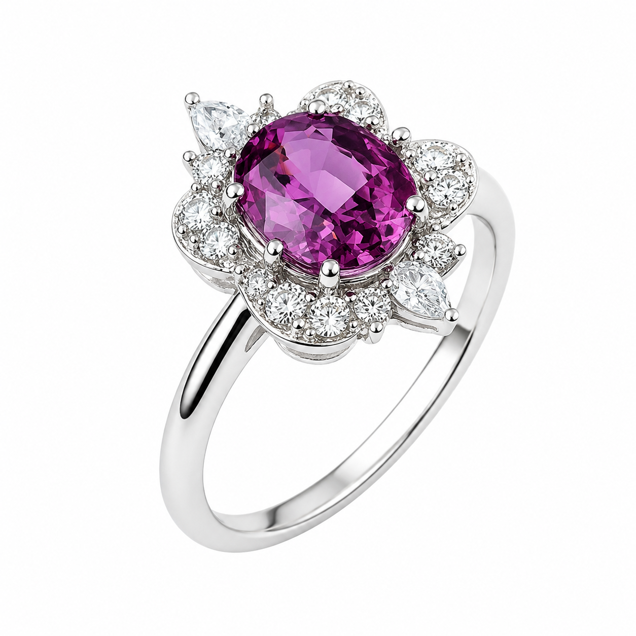Princess Pink Sapphire Diamond Gold Ring — Ministry of Gems