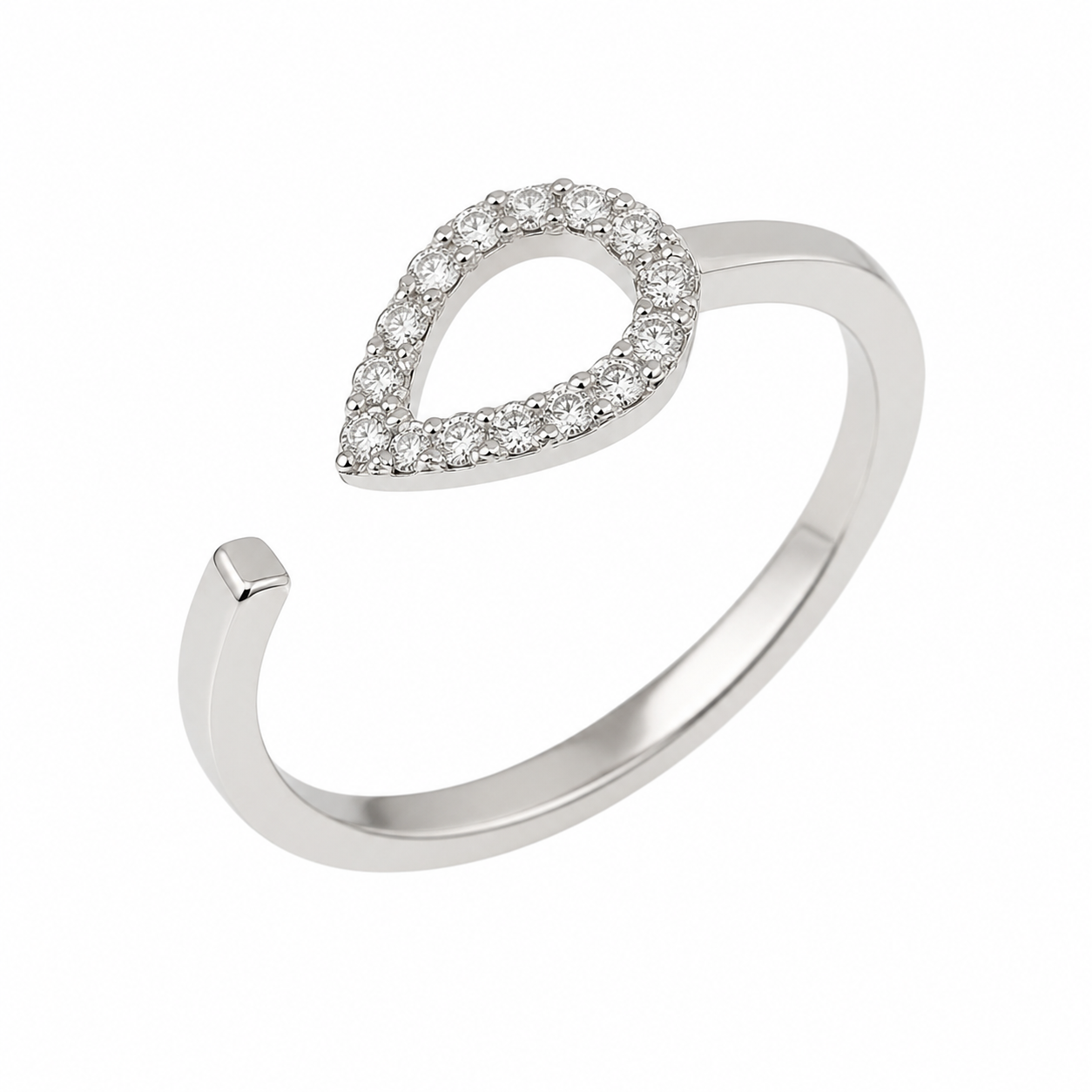 Open Pear Pavé Ring — Ministry of Gems