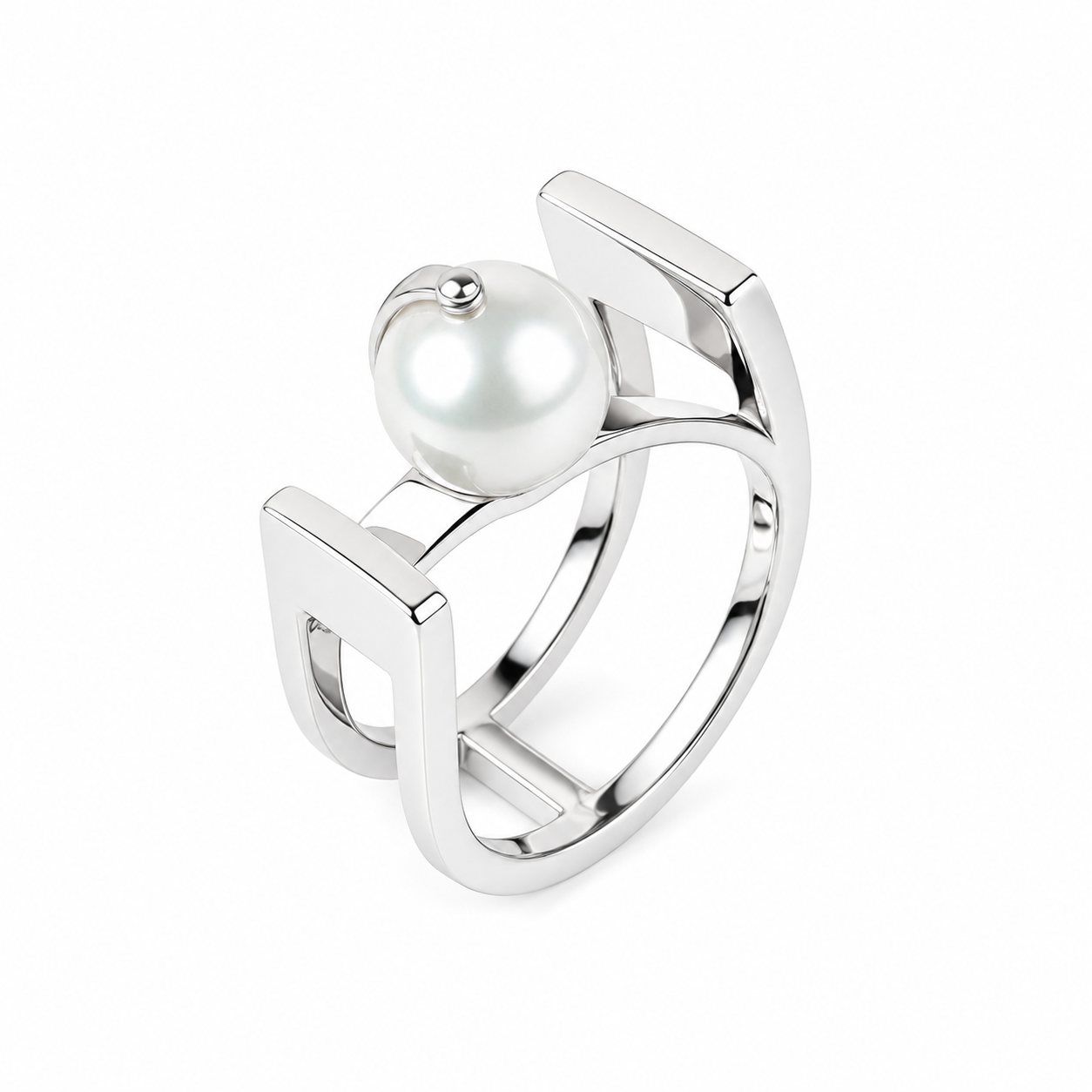Perla Moderna — Geometric Pearl Ring — Ministry of Gems