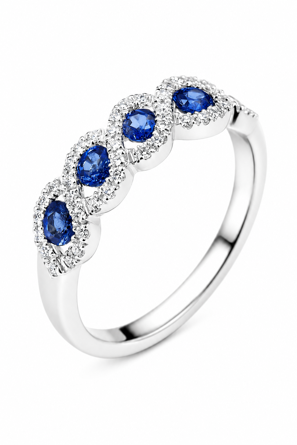 Sapphire Halo Half-Eternity Ring — Ministry of Gems