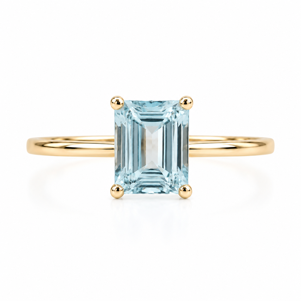 Aquamarine Princess Solitaire Ring — Ministry of Gems