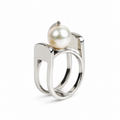 Perla Moderna — Geometric Pearl Ring — Ministry of Gems