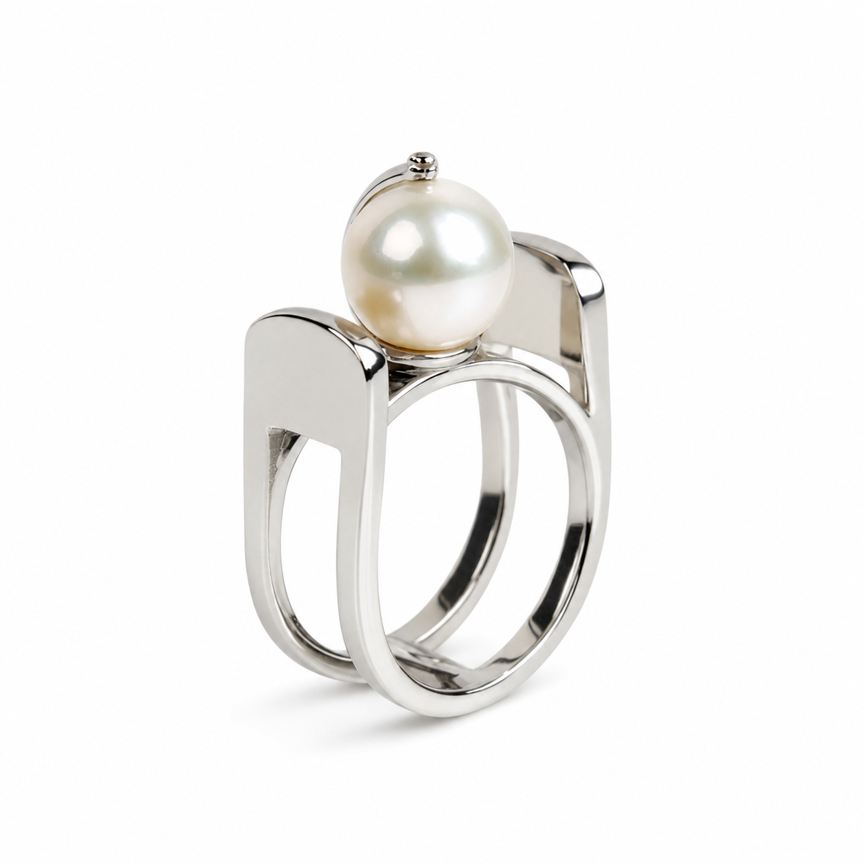 Perla Moderna — Geometric Pearl Ring — Ministry of Gems