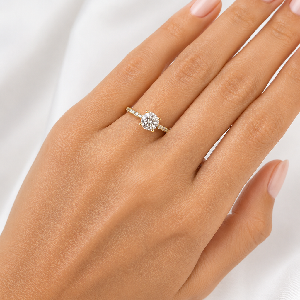 Solitaire & Pavé Crown Ring — Ministry of Gems