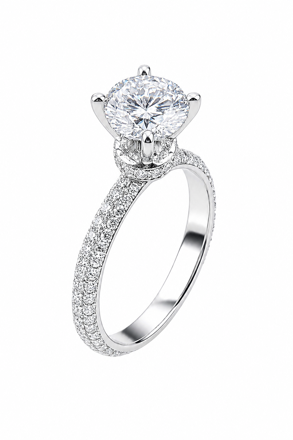 Classic Solitaire Pavé Ring — Ministry of Gems