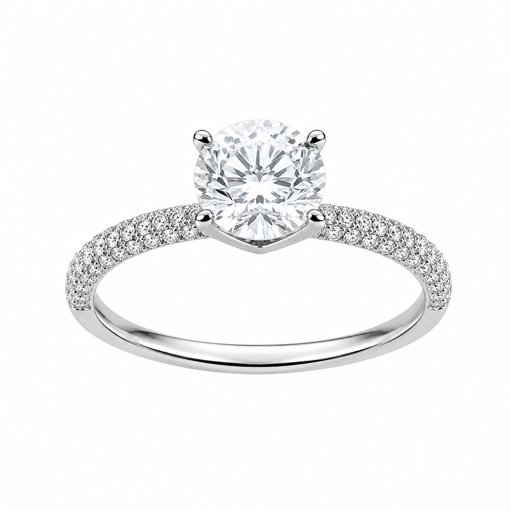 Classic Solitaire Pavé Ring — Ministry of Gems