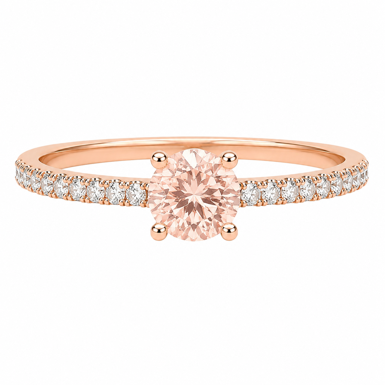 Morganite Rose Solitaire Ring — Ministry of Gems