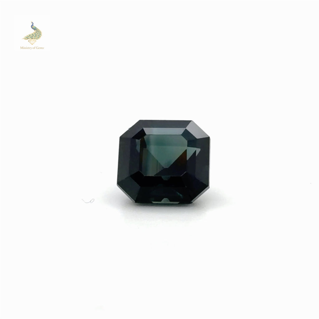 4.0ct Asscher Blue Dark Teal Sapphire