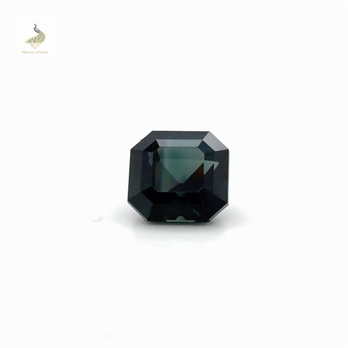 4.0ct Asscher Blue Dark Teal Sapphire