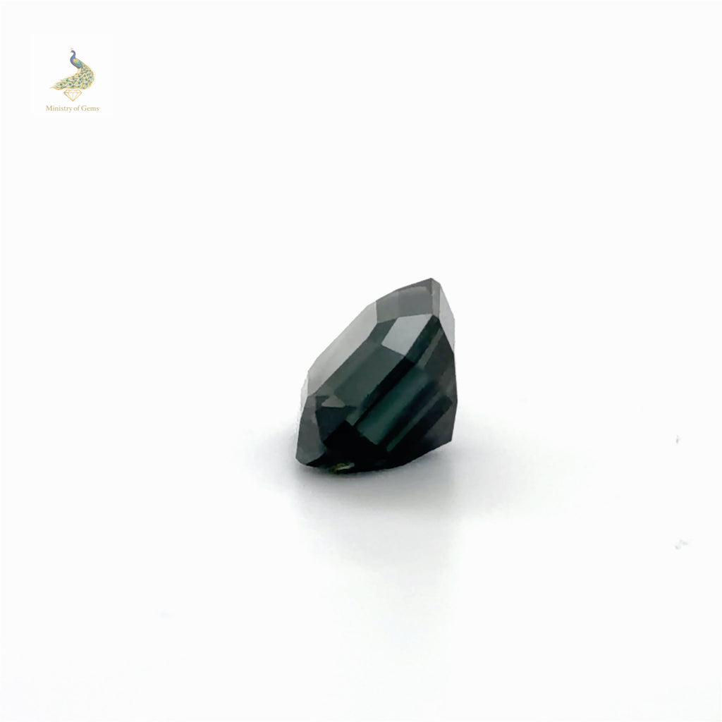 4.0ct Asscher Blue Dark Teal Sapphire