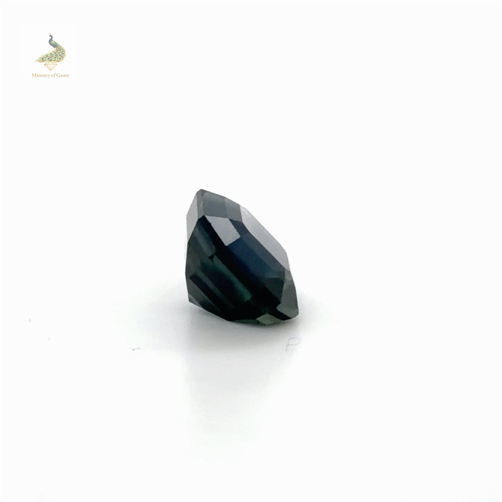 4.0ct Asscher Blue Dark Teal Sapphire