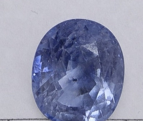 Identification photograph — Cornflower Blue Ceylon Sapphire 6.00ct Oval, Stone ID 12400