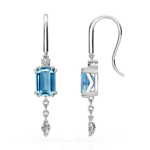 2ct Aquamarine Drop Earring With Diamond Detail — Ministry of Gems exclusive design