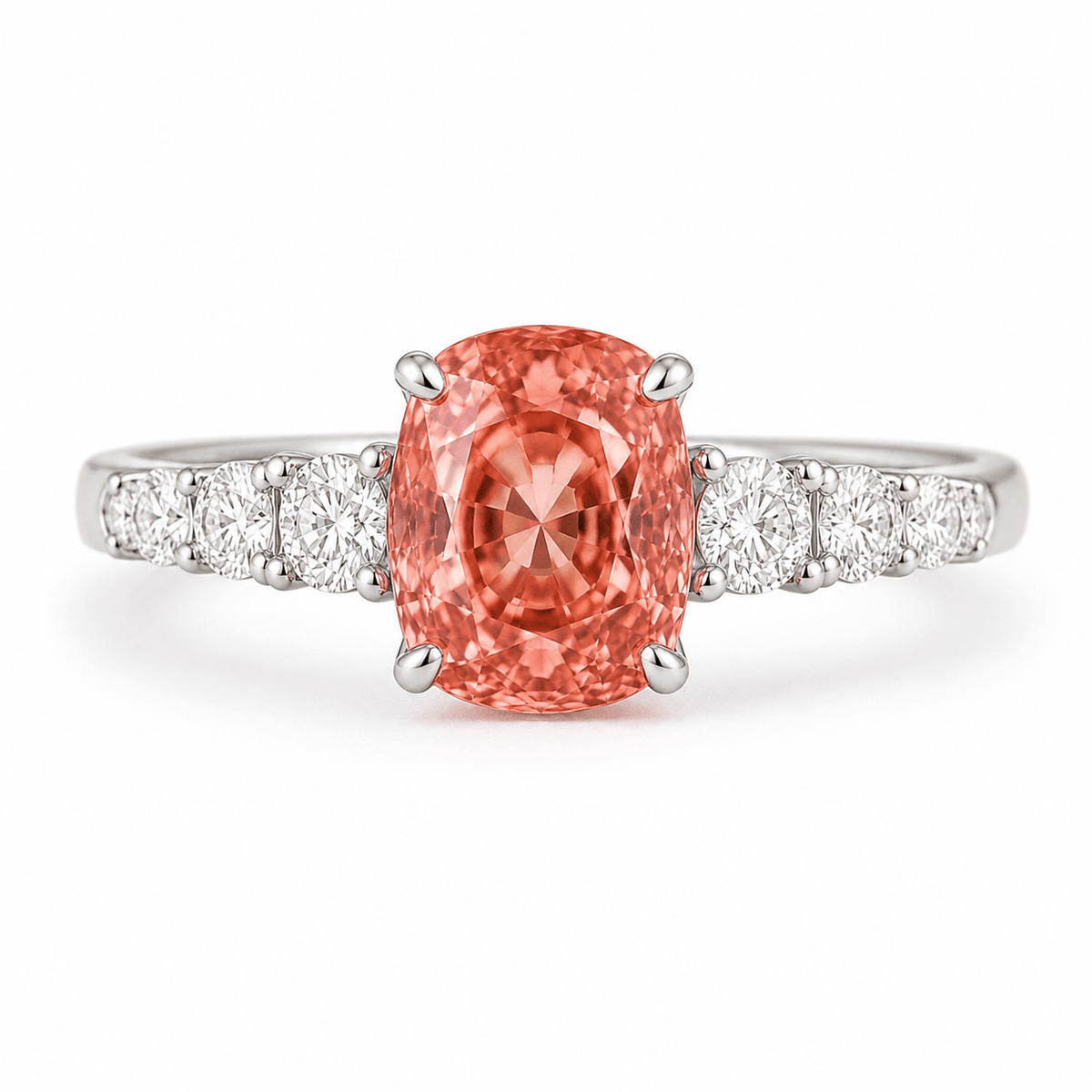 2.5ct Oval Padparadscha Diamond Band Engagement Ring - Ministry of Gems®RingMinistry of Gems®