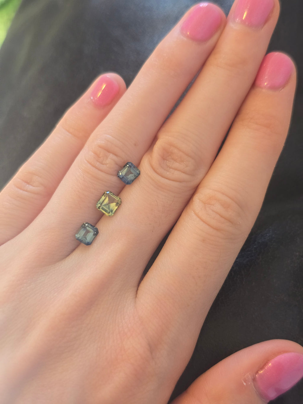 Matched Trio — Australian Sapphires 2.65ct Total, Emerald Cuts — Ministry of Gems