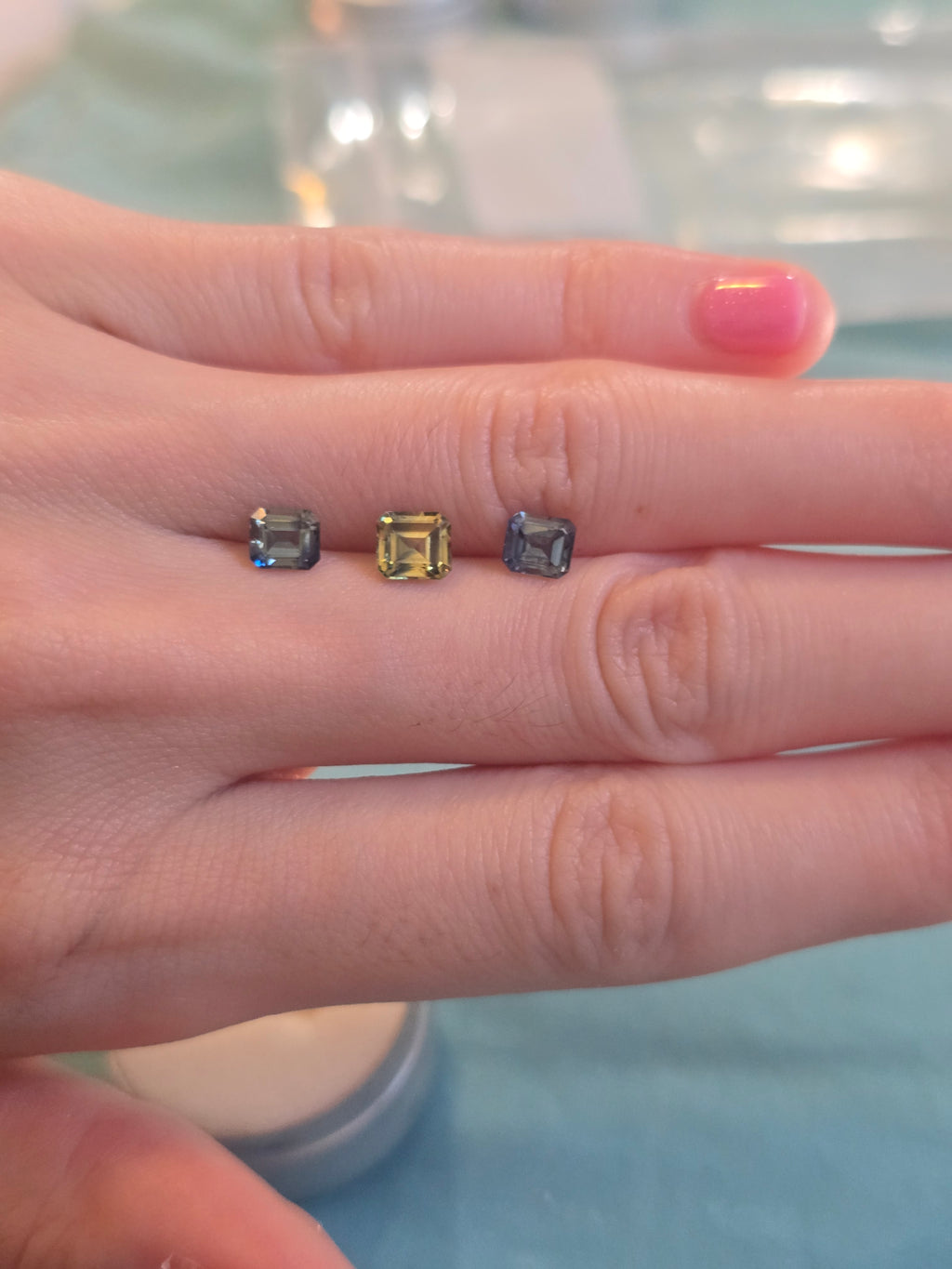 Matched Trio — Australian Sapphires 2.65ct Total, Emerald Cuts — Ministry of Gems