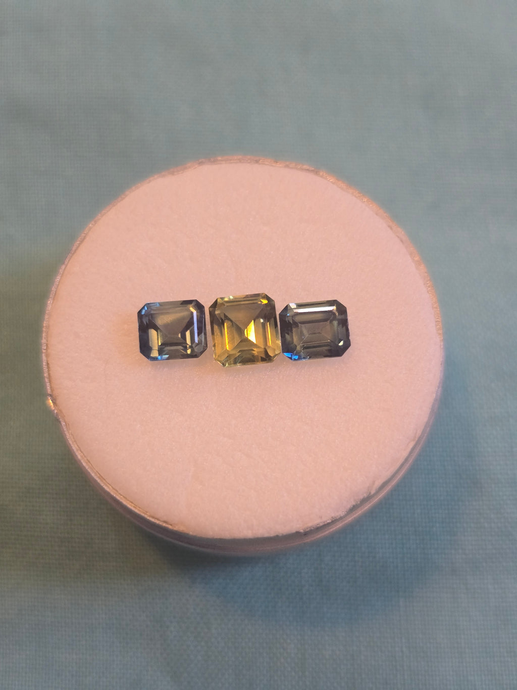 Matched Trio — Australian Sapphires 2.65ct Total, Emerald Cuts — Ministry of Gems