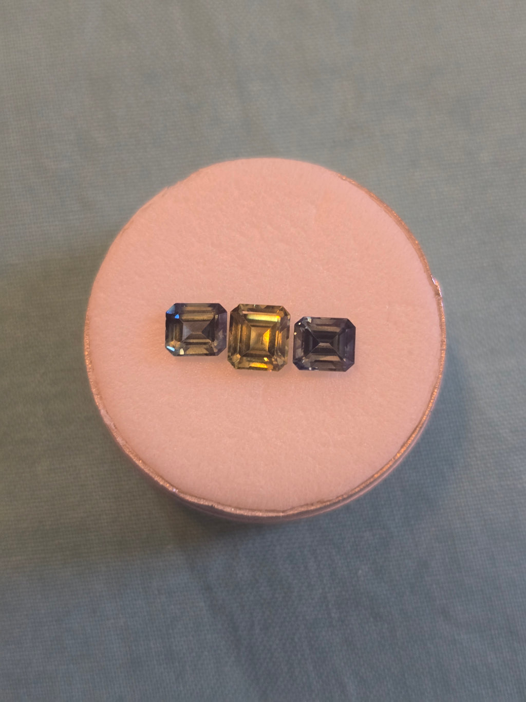 Matched Trio — Australian Sapphires 2.65ct Total, Emerald Cuts — Ministry of Gems