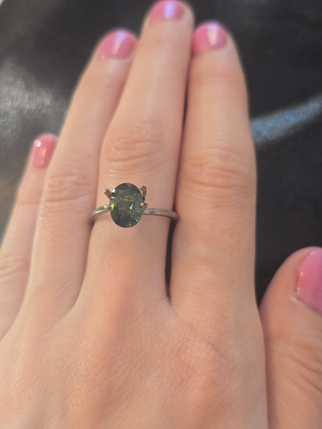 Green Australian Sapphire 2.31ct Oval — Ministry of Gems