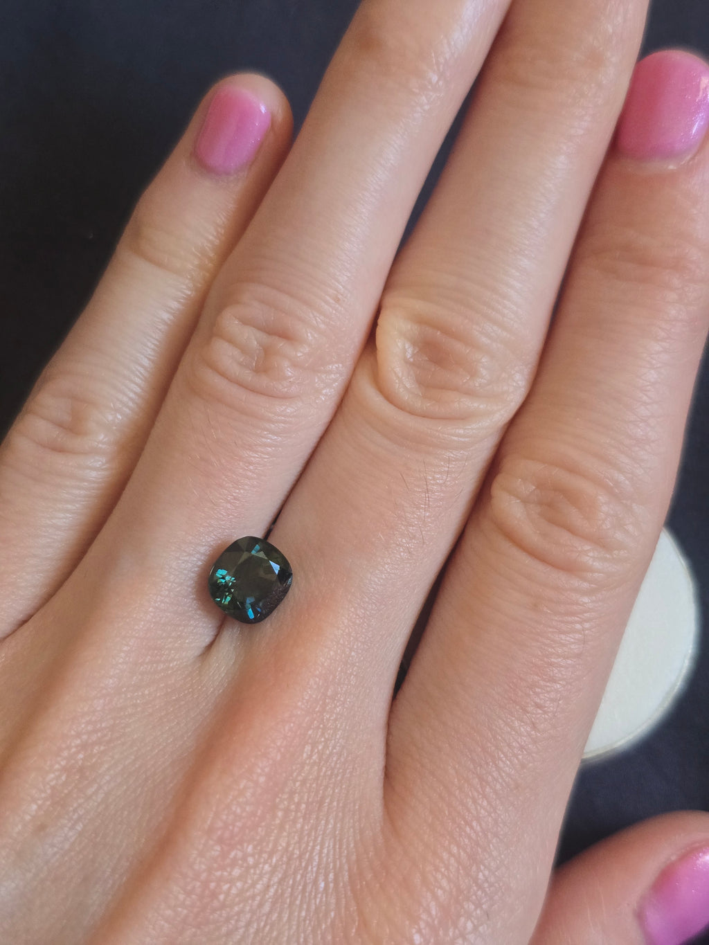 Green Australian Sapphire 2.30ct Cushion — Ministry of Gems