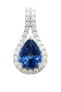 Pear Blue Sapphire Halo Pendant — Ministry of Gems
