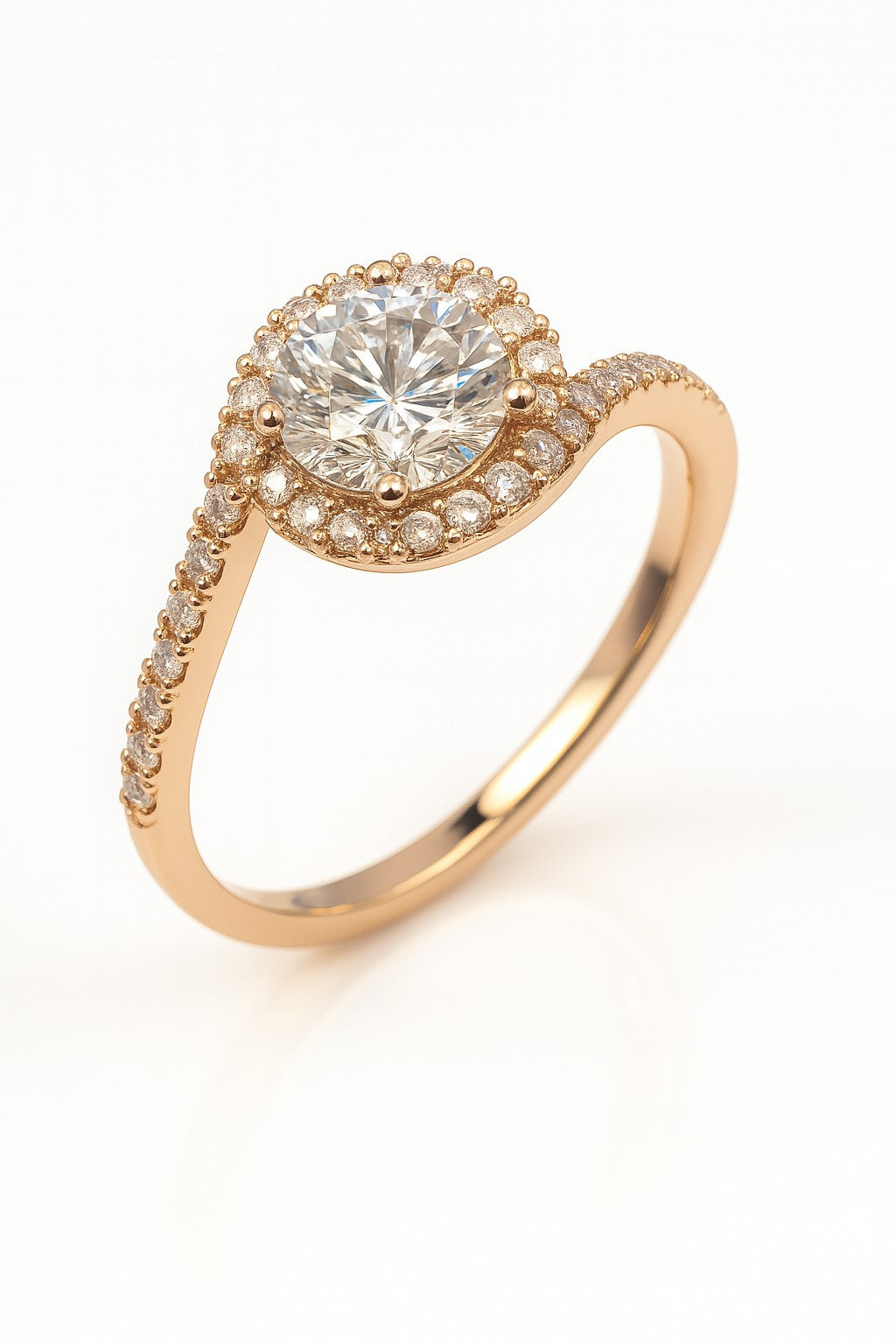 Sonia — Diamond Halo Swirl Ring — Ministry of Gems