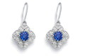 Blue Sapphire Quatrefoil Halo Drops — Ministry of Gems