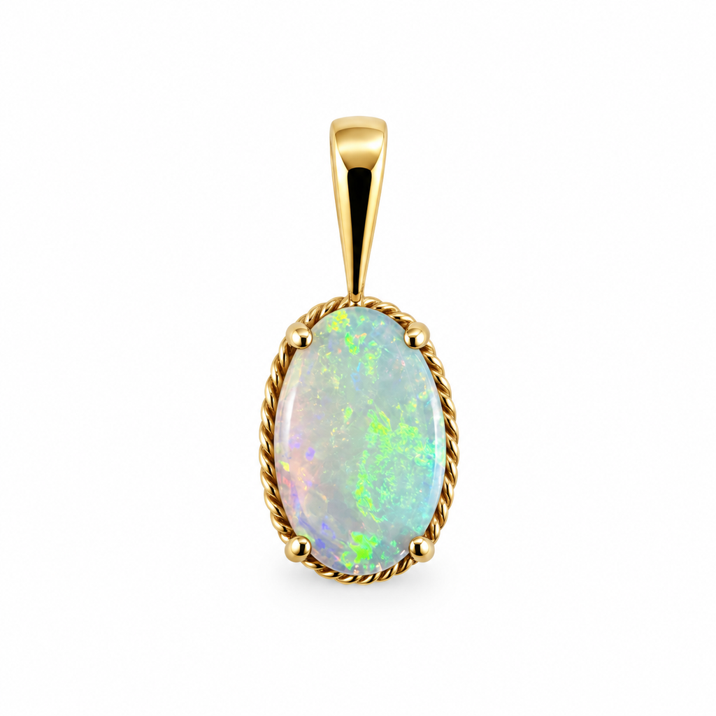 Mint Horizon — Australian Opal pendant in 14K Gold, Ministry of Gems