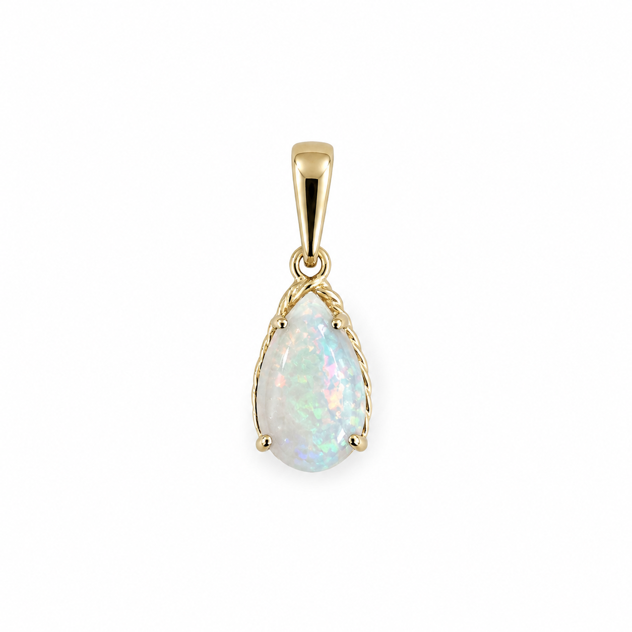 Celestial Dew — Australian Opal pendant in 14K Gold, Ministry of Gems