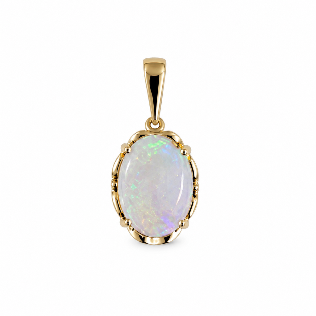 Opaline Crown — Australian Opal pendant in 14K Gold, Ministry of Gems