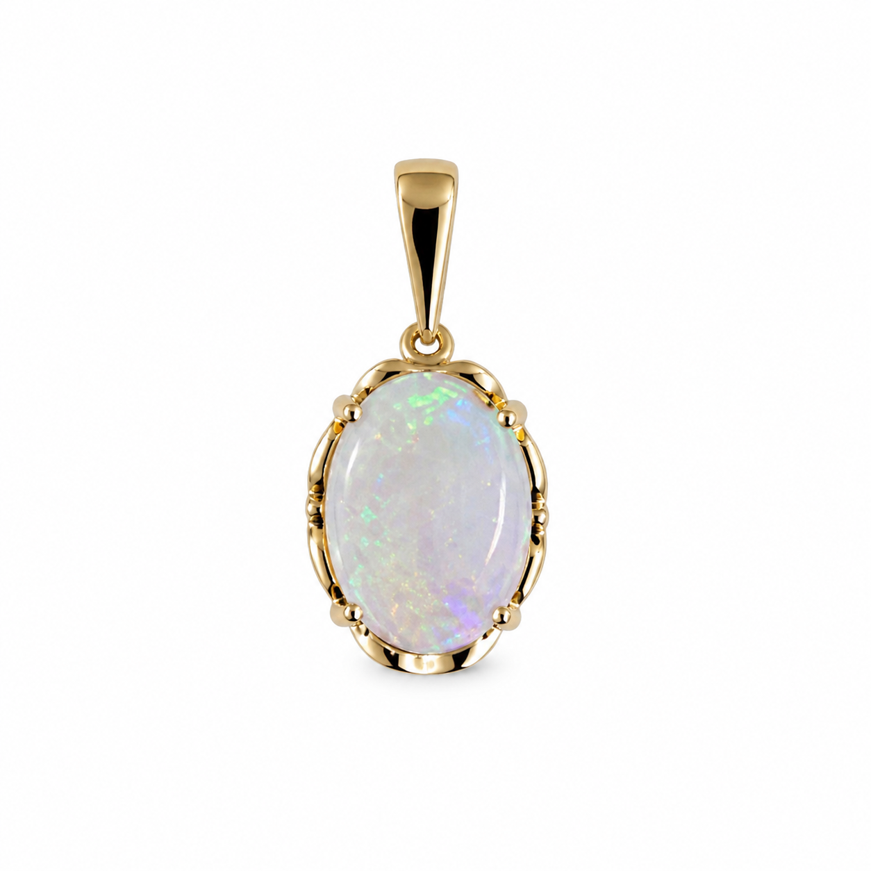 Opaline Crown — Australian Opal pendant in 14K Gold, Ministry of Gems