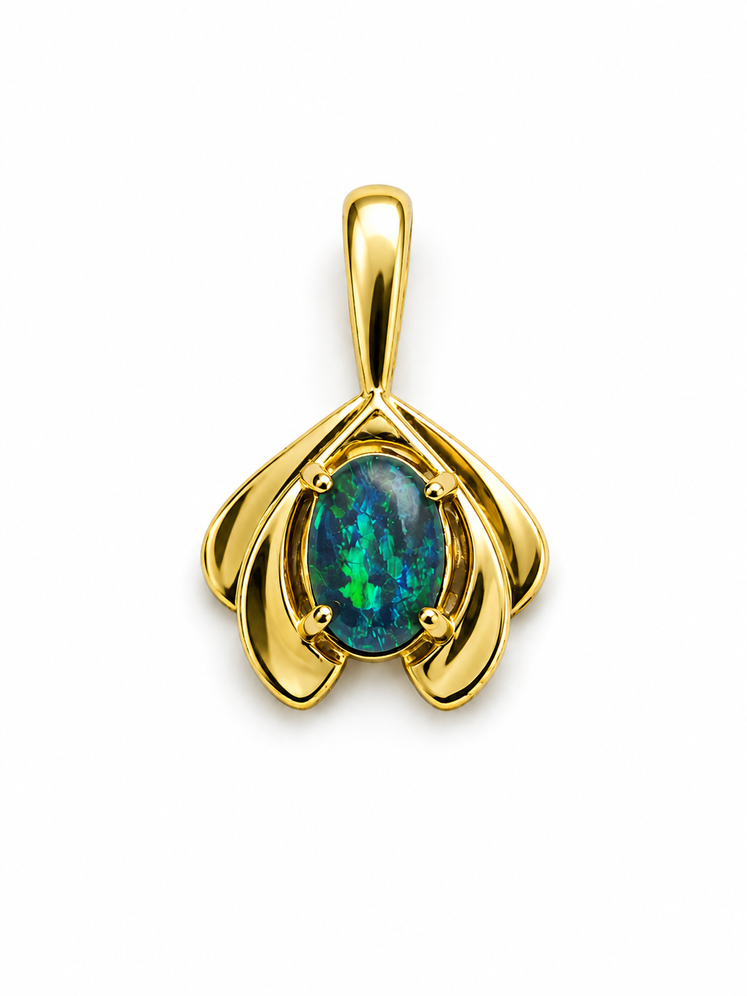 Duet of Light — Australian Opal pendant in Gold-Plated Sterling Silver, Ministry of Gems