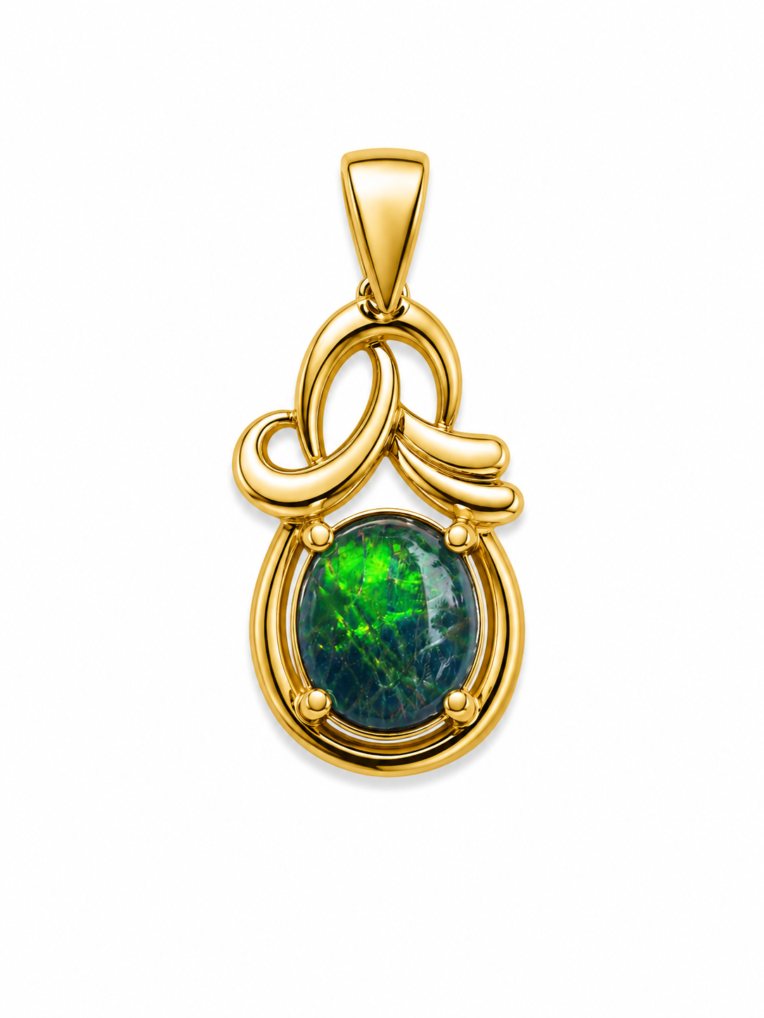 Emerald Nest — Australian Opal pendant in Gold-Plated Sterling Silver, Ministry of Gems