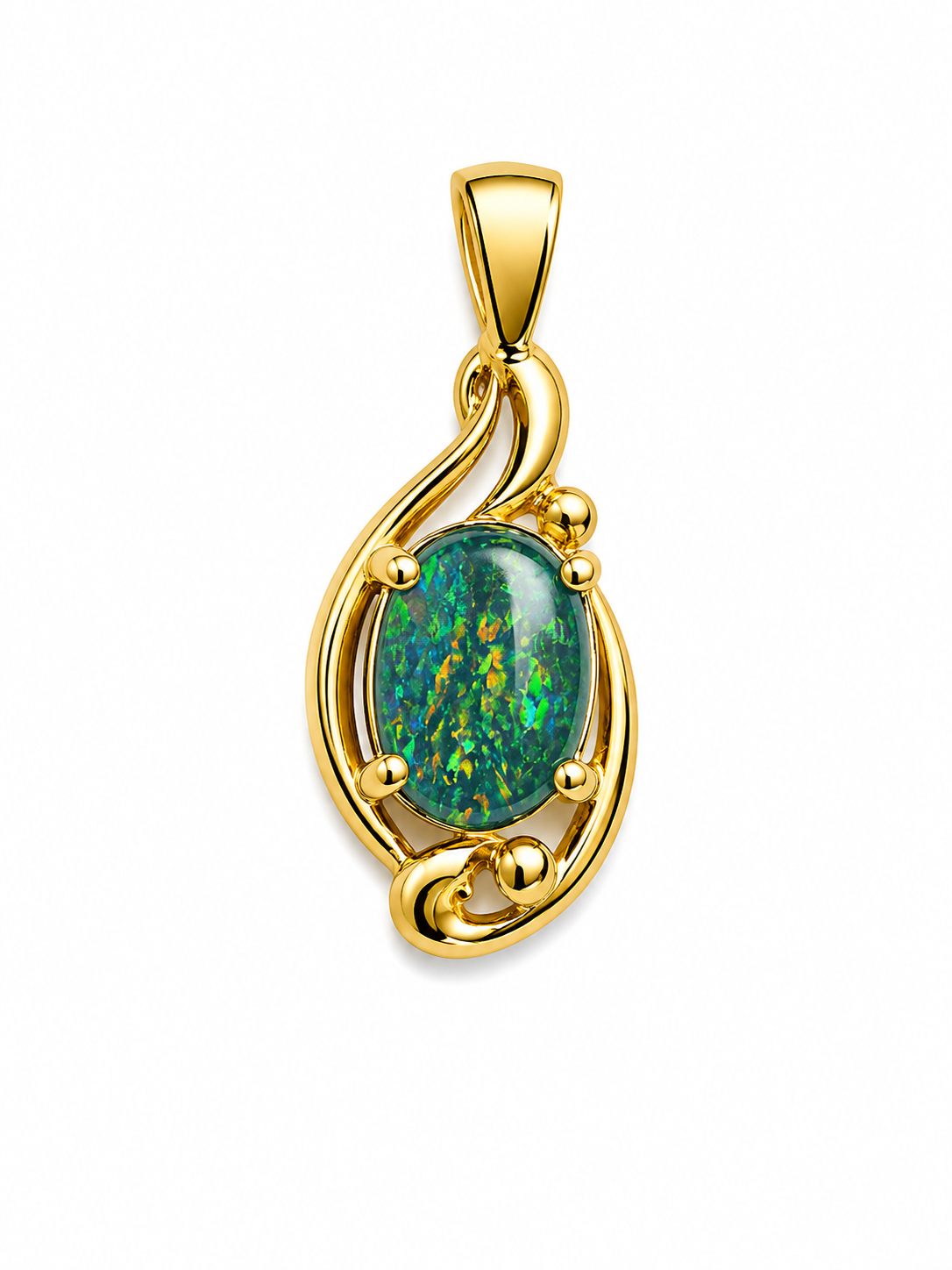 Coastal Flame — Australian Opal pendant in Gold-Plated Sterling Silver, Ministry of Gems