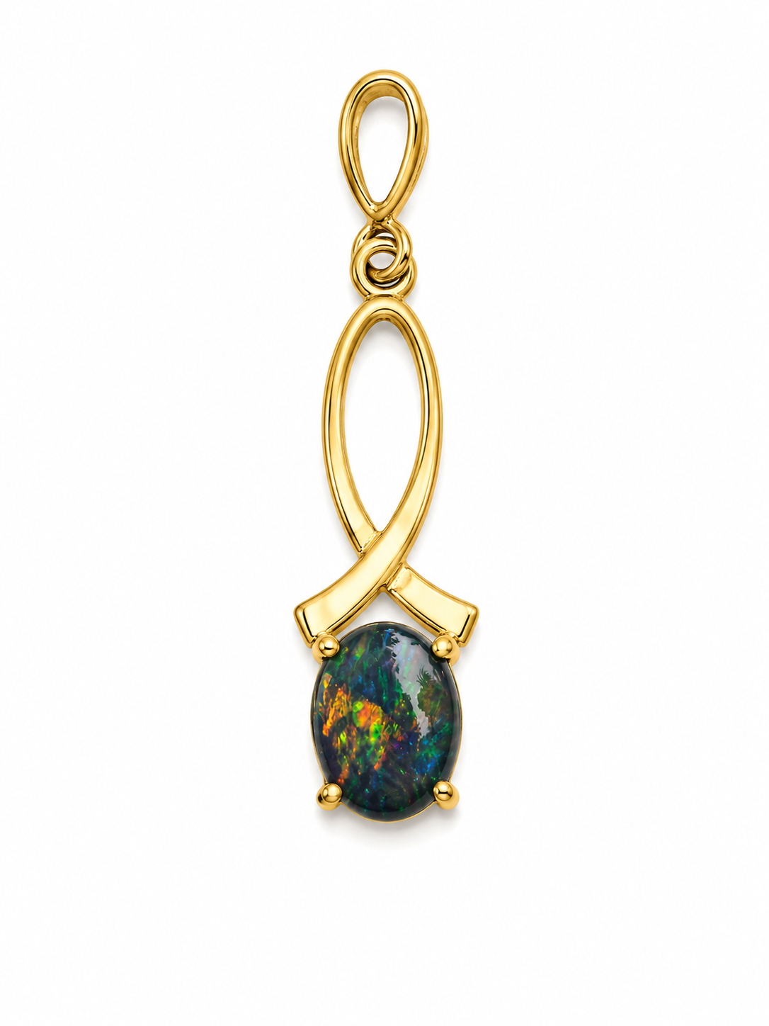 Midnight Dew — Australian Opal pendant in Gold-Plated Sterling Silver, Ministry of Gems