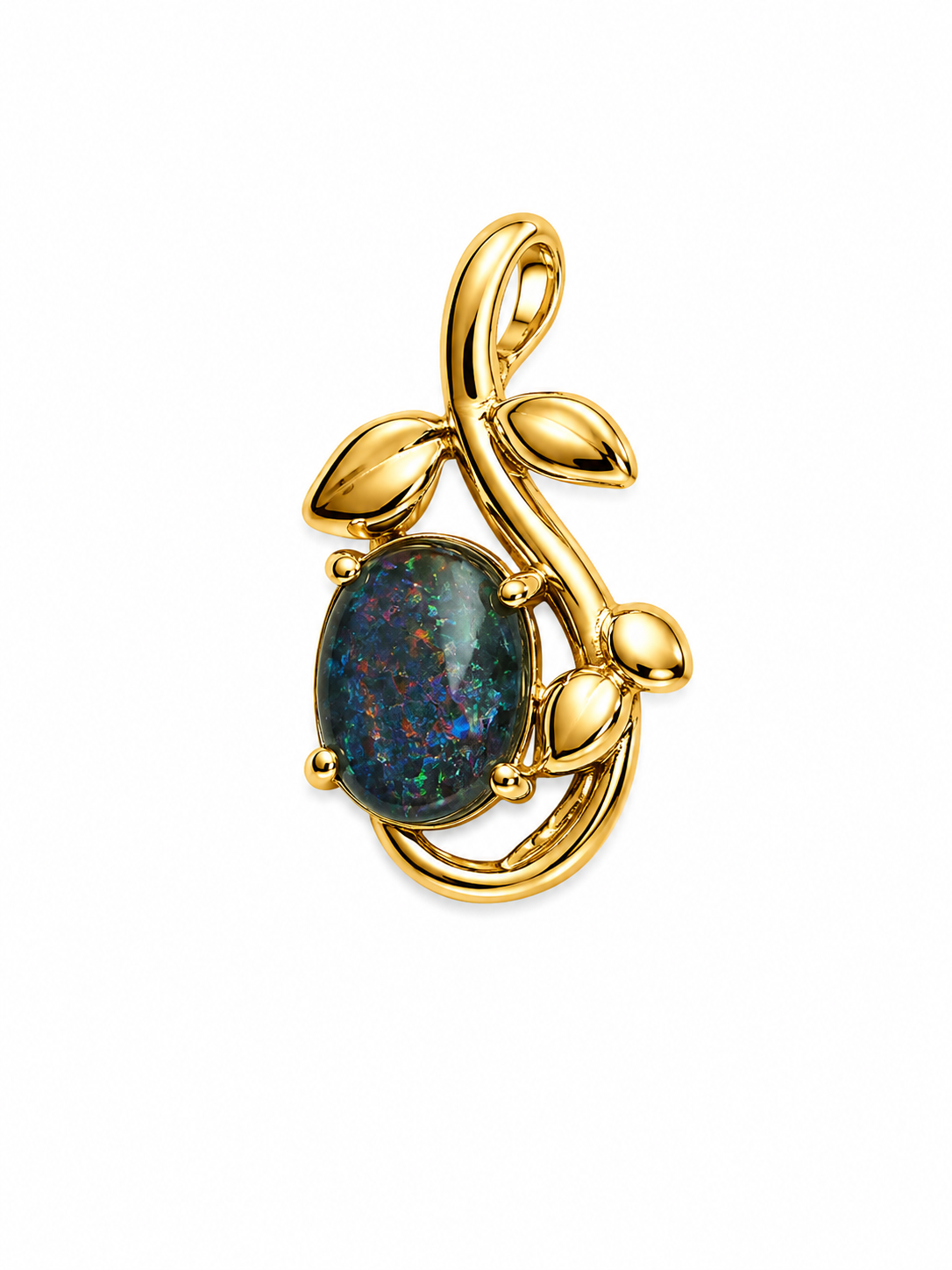 Botanical Flame — Australian Opal pendant in Gold-Plated Sterling Silver, Ministry of Gems