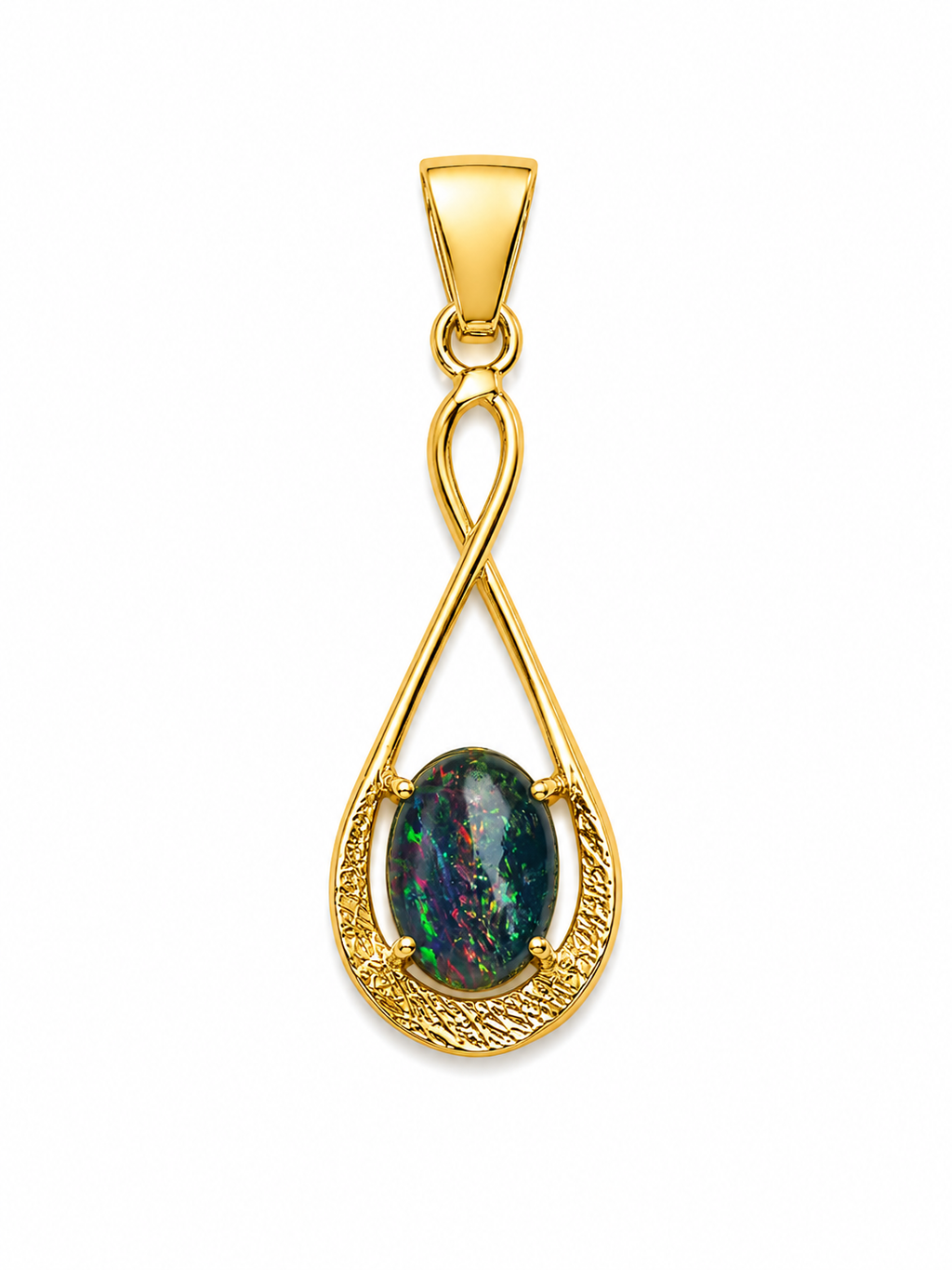 Nightfall Drop — Australian Opal pendant in Gold-Plated Sterling Silver, Ministry of Gems