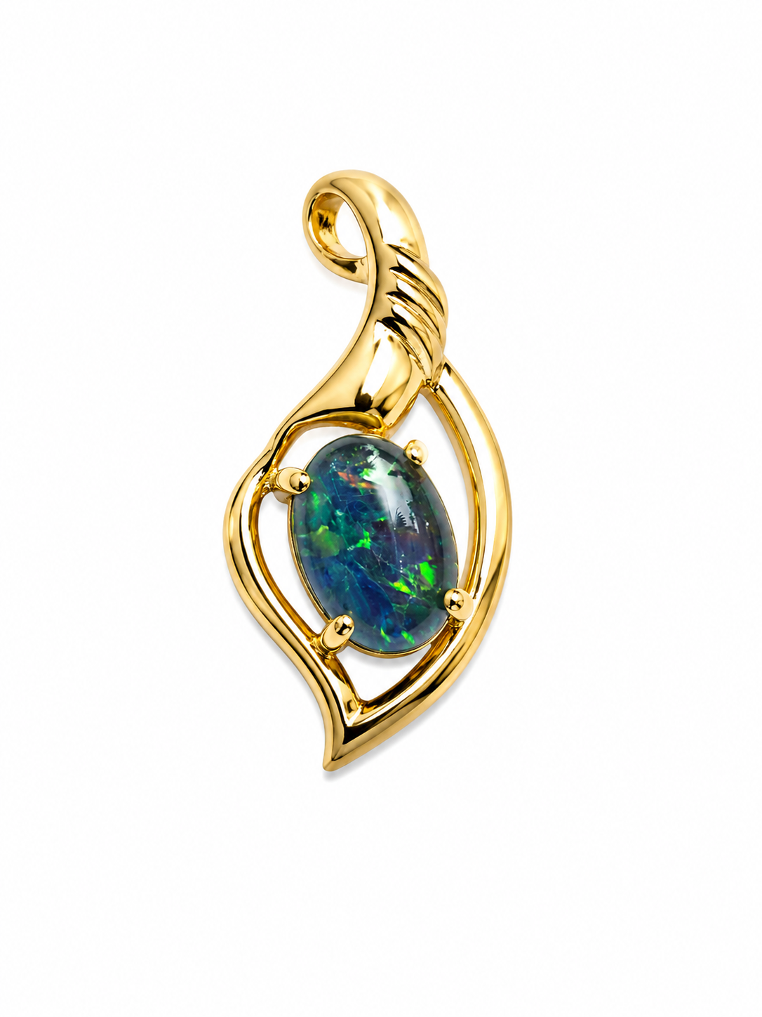 Oceanic Twist — Australian Opal pendant in Gold-Plated Sterling Silver, Ministry of Gems