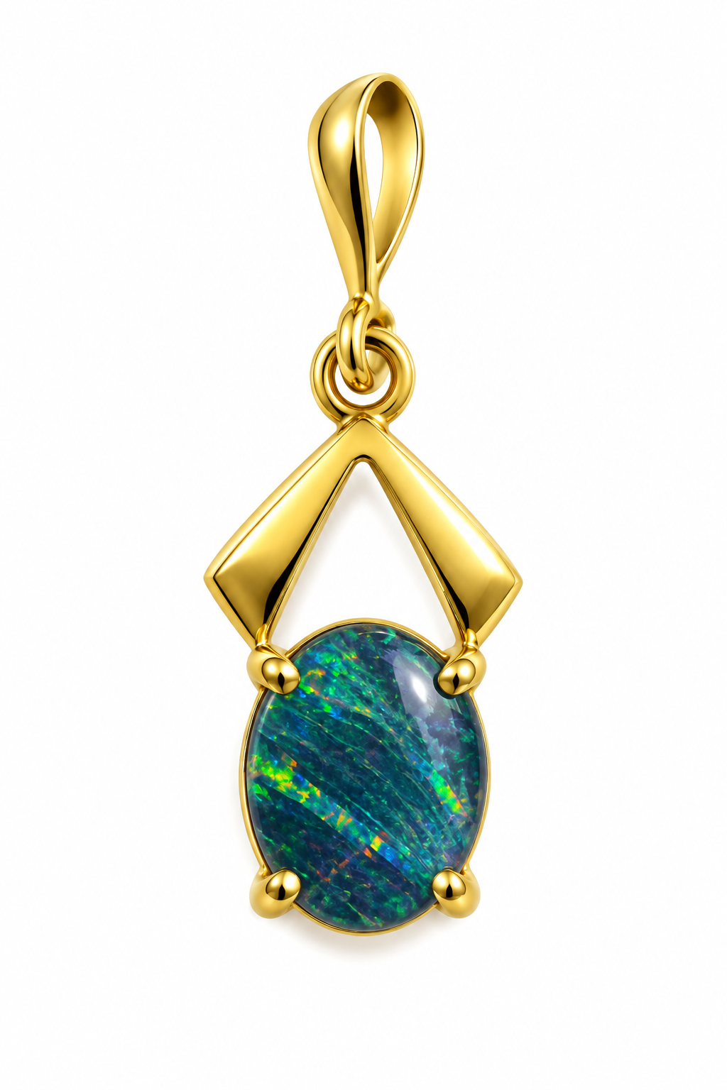 Glacier Drop — Australian Opal pendant in Gold-Plated Sterling Silver, Ministry of Gems