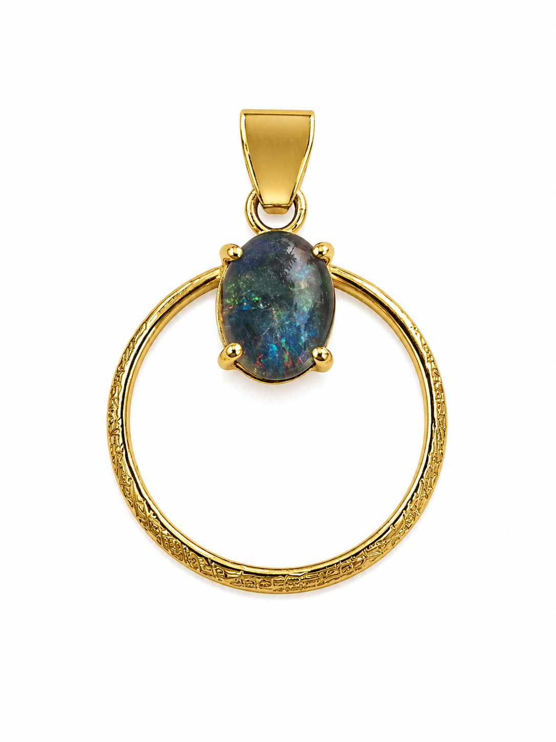Lunar Disc — Australian Opal pendant in Gold-Plated Sterling Silver, Ministry of Gems
