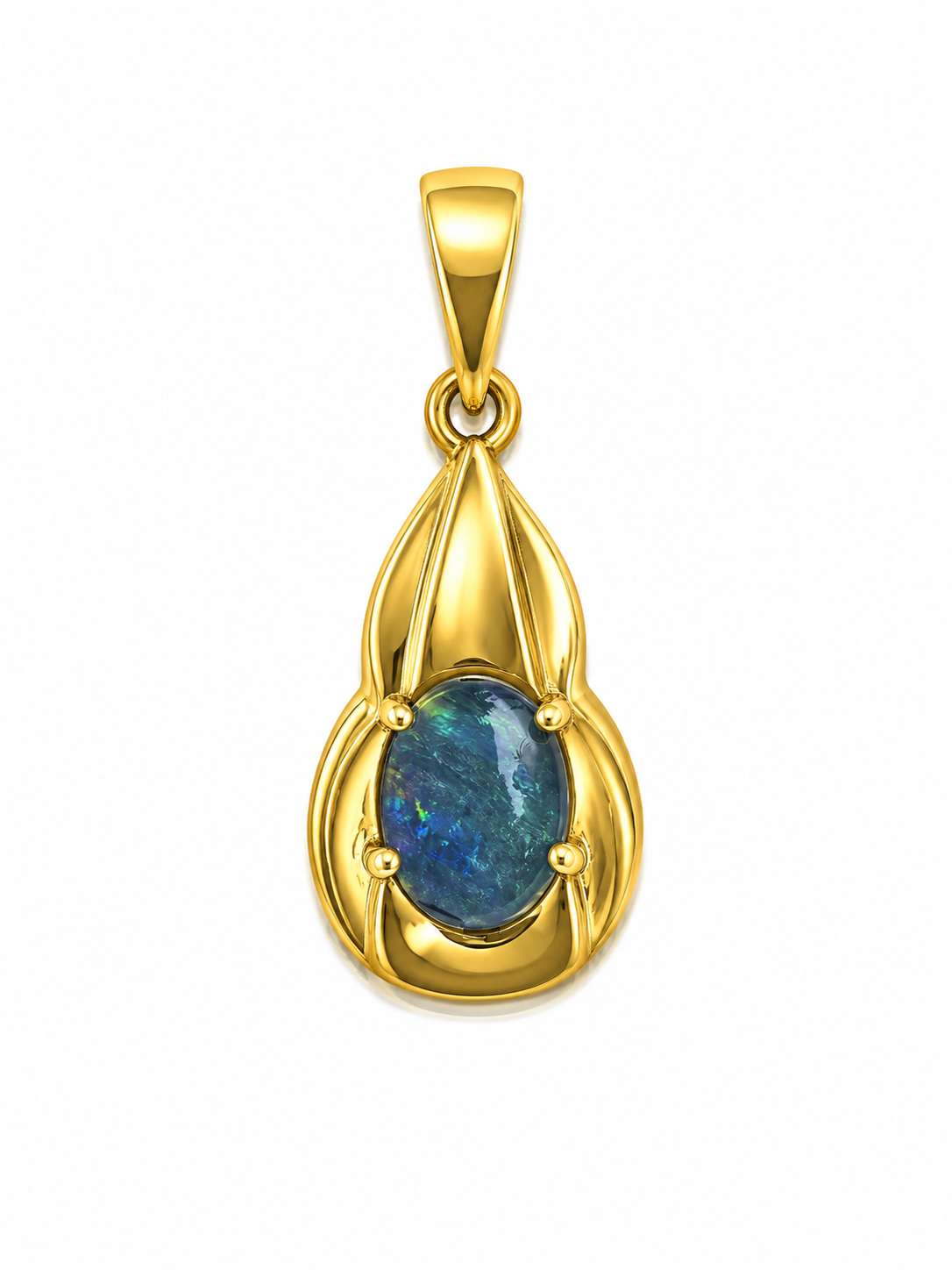 Blue Flame — Australian Opal pendant in Gold-Plated Sterling Silver, Ministry of Gems