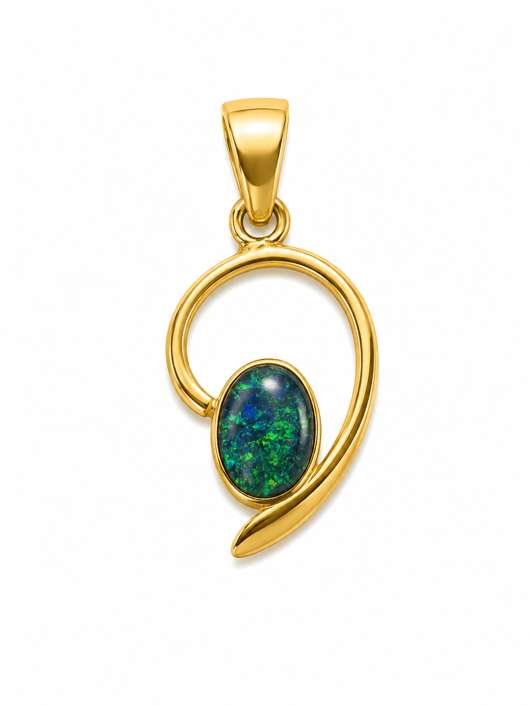 Crescent Tide — Australian Opal pendant in Gold-Plated Sterling Silver, Ministry of Gems