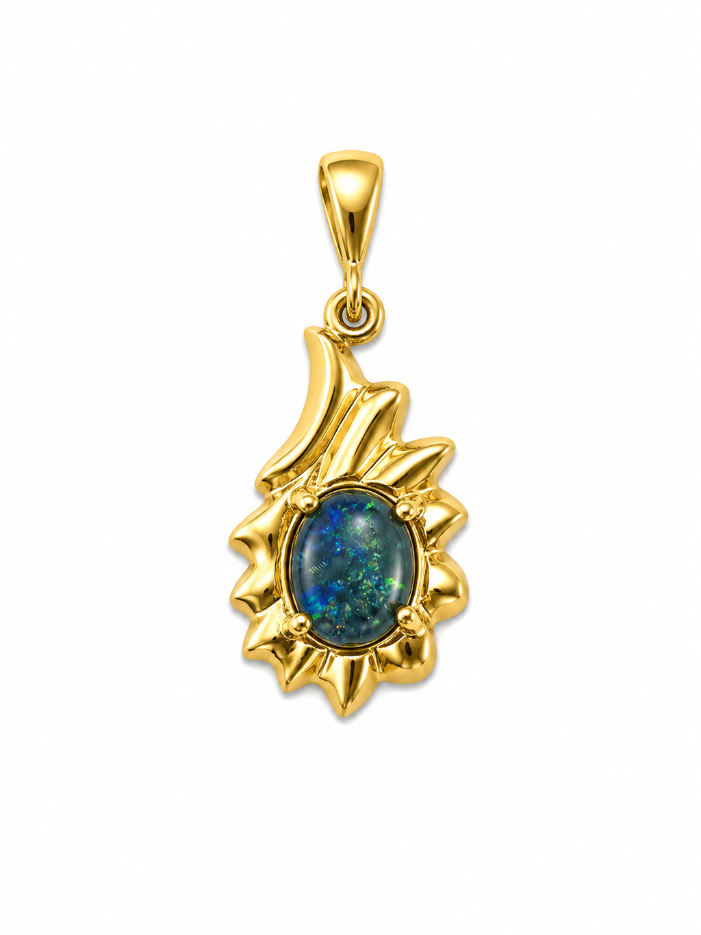 Sunburst Opal — Australian Opal pendant in Gold-Plated Sterling Silver, Ministry of Gems